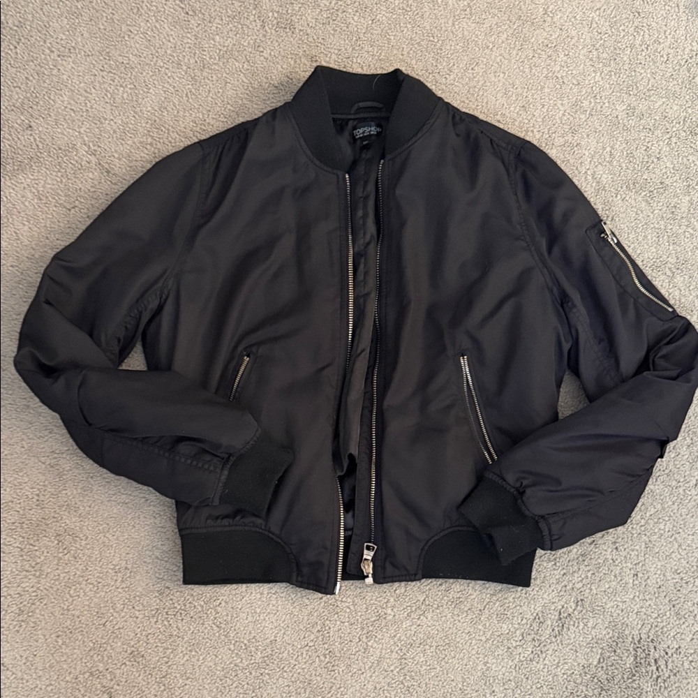 Topshop Women’s Classic Black Bomber Jacket